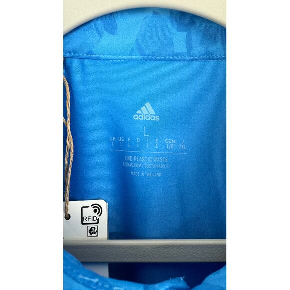 Adidas Prisma Print Golf Polo Shirt Mens Large Pulse Super Blue HK6853 Stretch - Picture 4 of 10